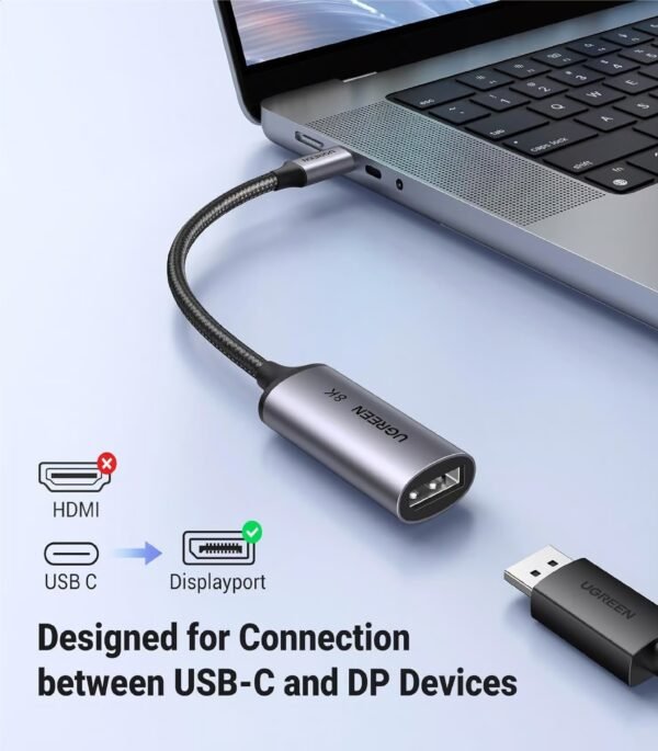UGREEN 15575 USB-C TO DISPLAY PORT F/M CABLE 10CM