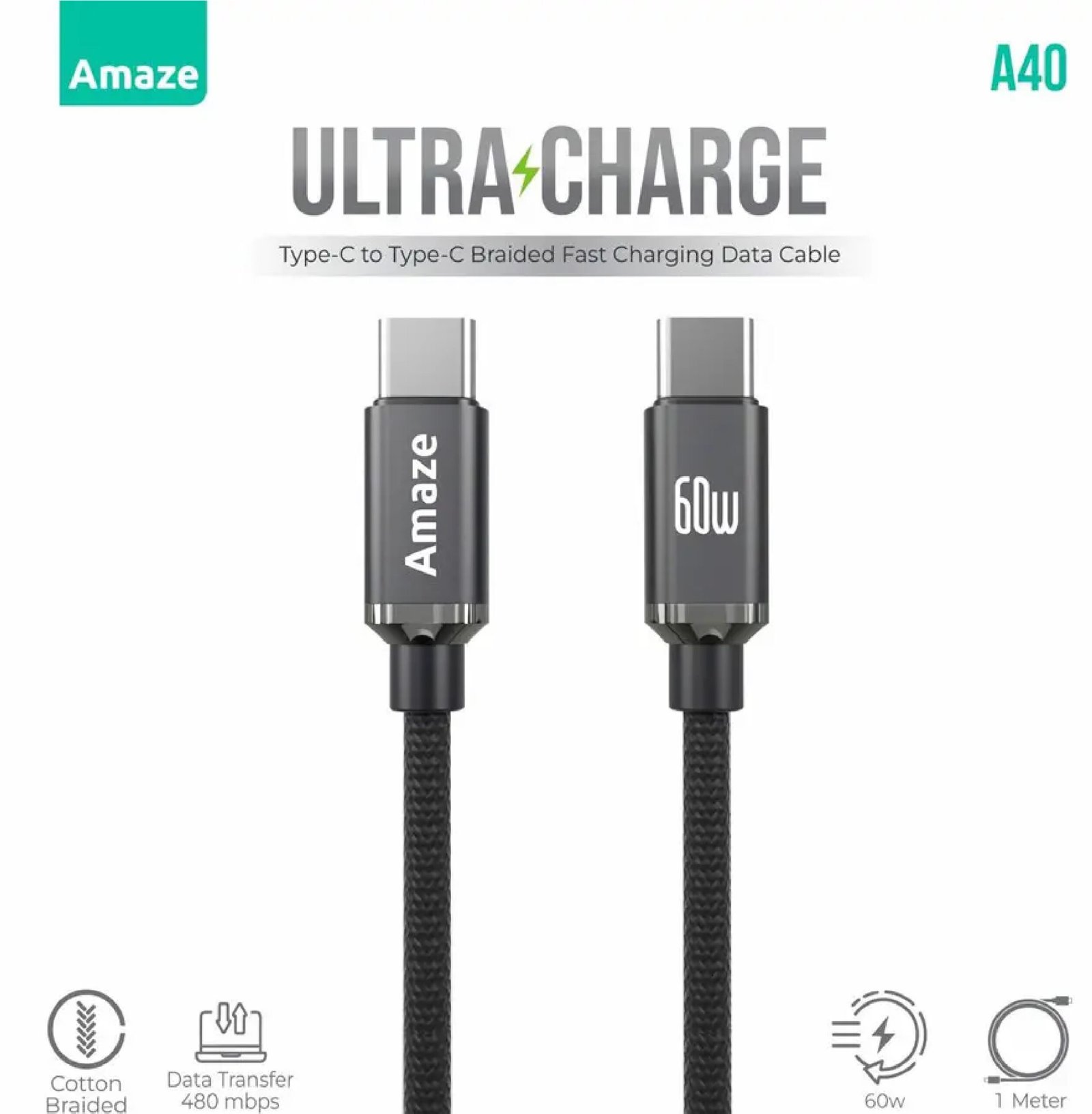 AMAZE Type C Braided Cable 1M A40