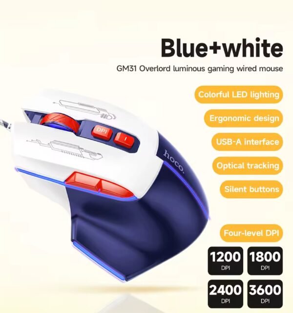 Hoco Overlord Luminous Gaming Mouse GM31