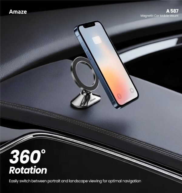 AMAZE Zinc Alloy 360° Magnetic Car Mobile Holder A587