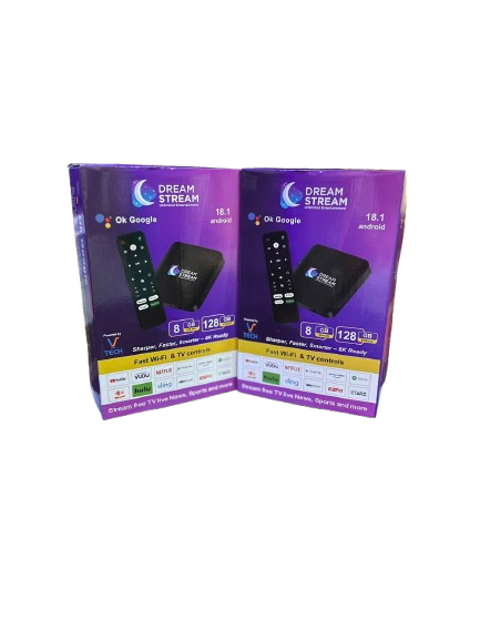 V-Tech Dream Stream Smart Tv Box 5G Wifi 18.1 Android 8GB/128GB with Voice Remote