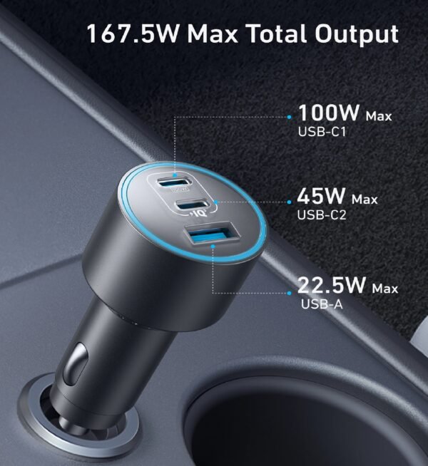 Anker 3 Ports Nano Car Charger 167.5W A2737