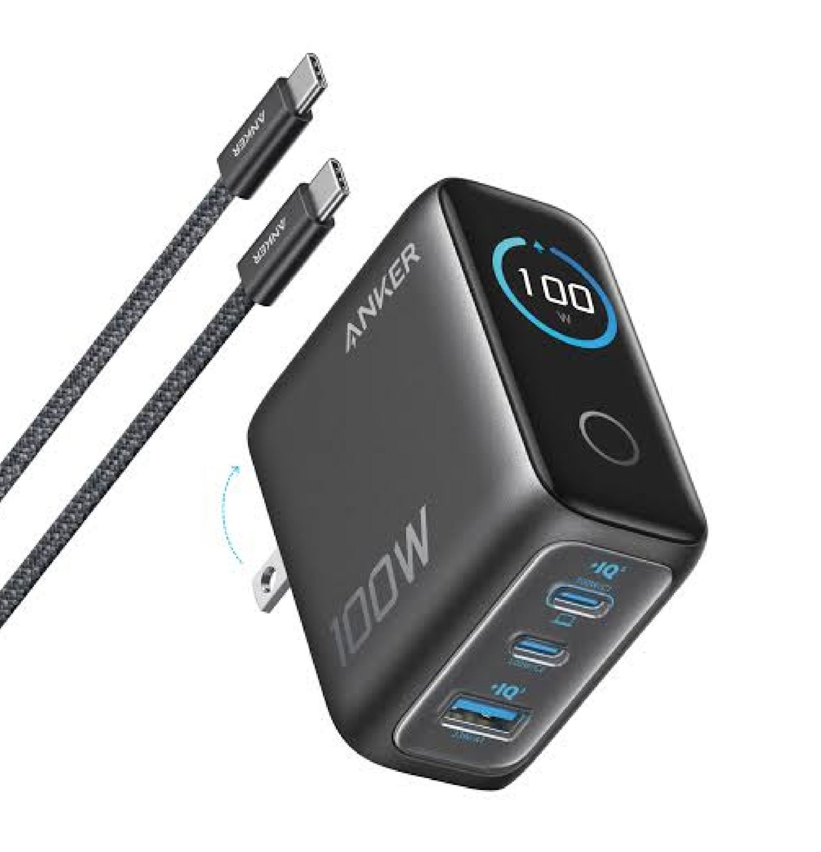 Anker 3 Ports Charger Smart Display 100W A121B
